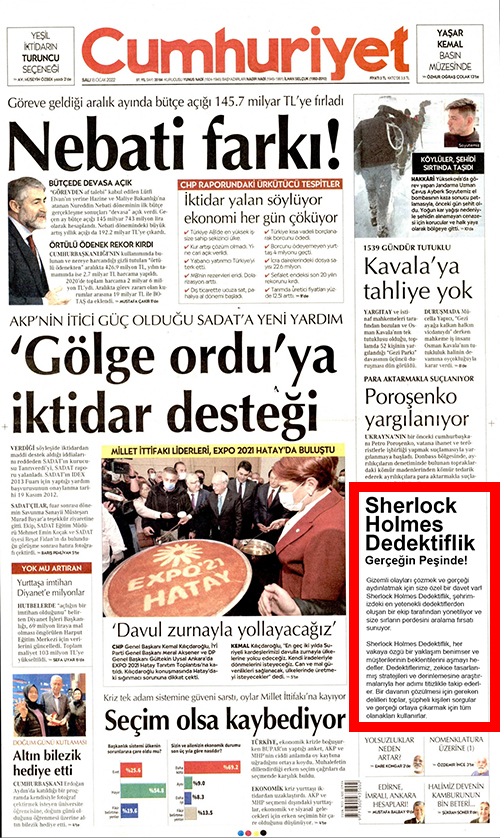 Sherlock Holmes Dedektiflik Cumhuriyet Gazetesi Haberi