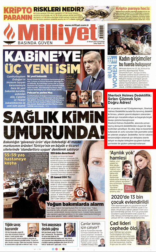 Sherlock Holmes Dedektiflik Milliyet Gazetesi Haberi